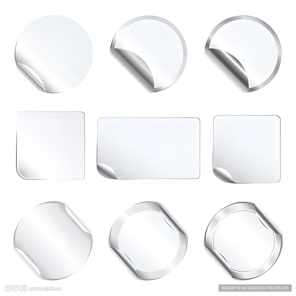 多样空白金属质感贴纸