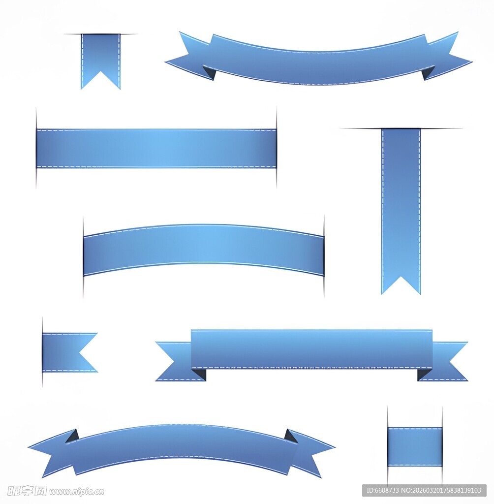 蓝色丝带装饰素材集合