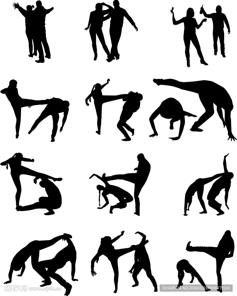 多样健身动作剪影