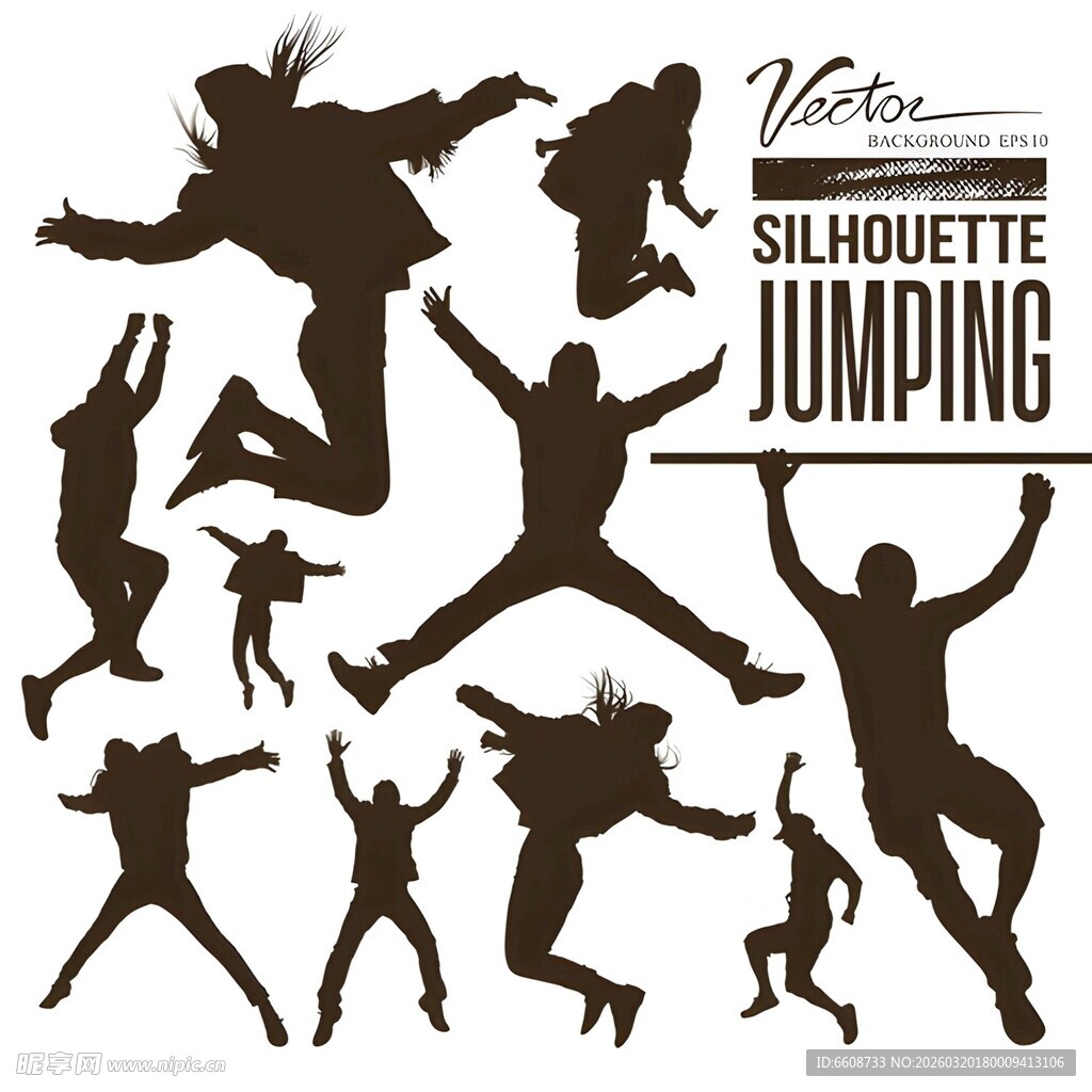 活力跳跃人物剪影