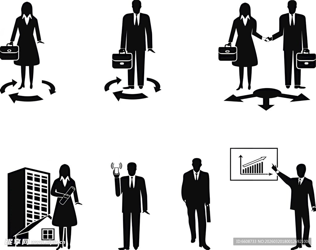 商务人物互动与工作场景