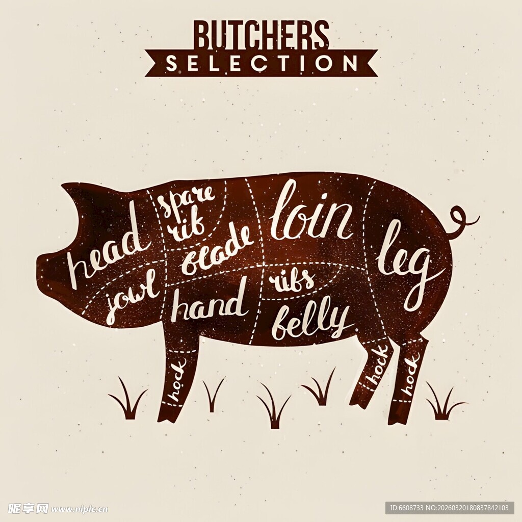 屠夫精选猪肉部位图示