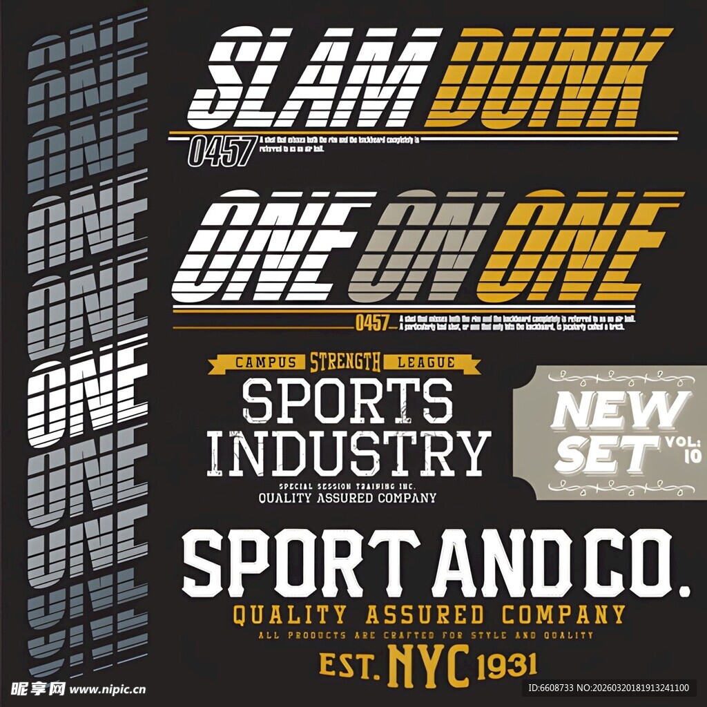 运动主题复古风格标志合集