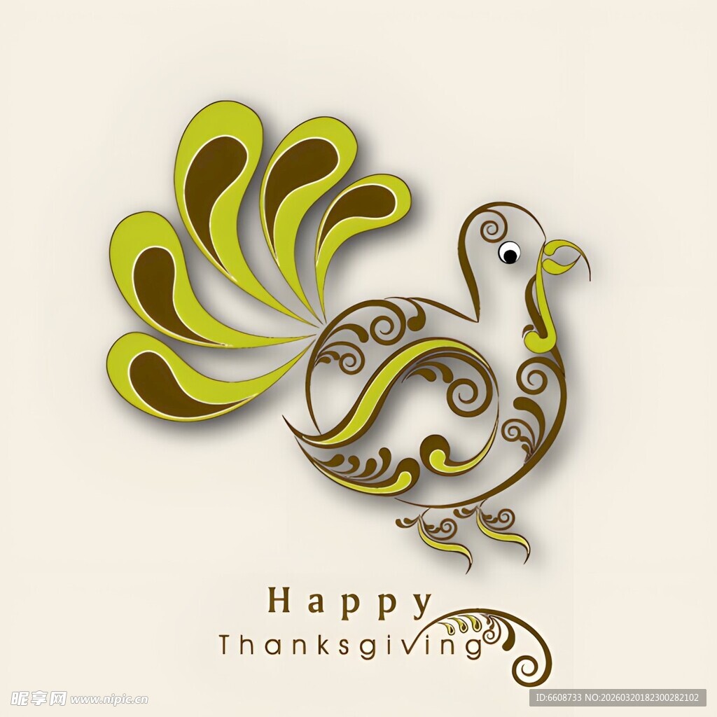 快乐孔雀装饰图案