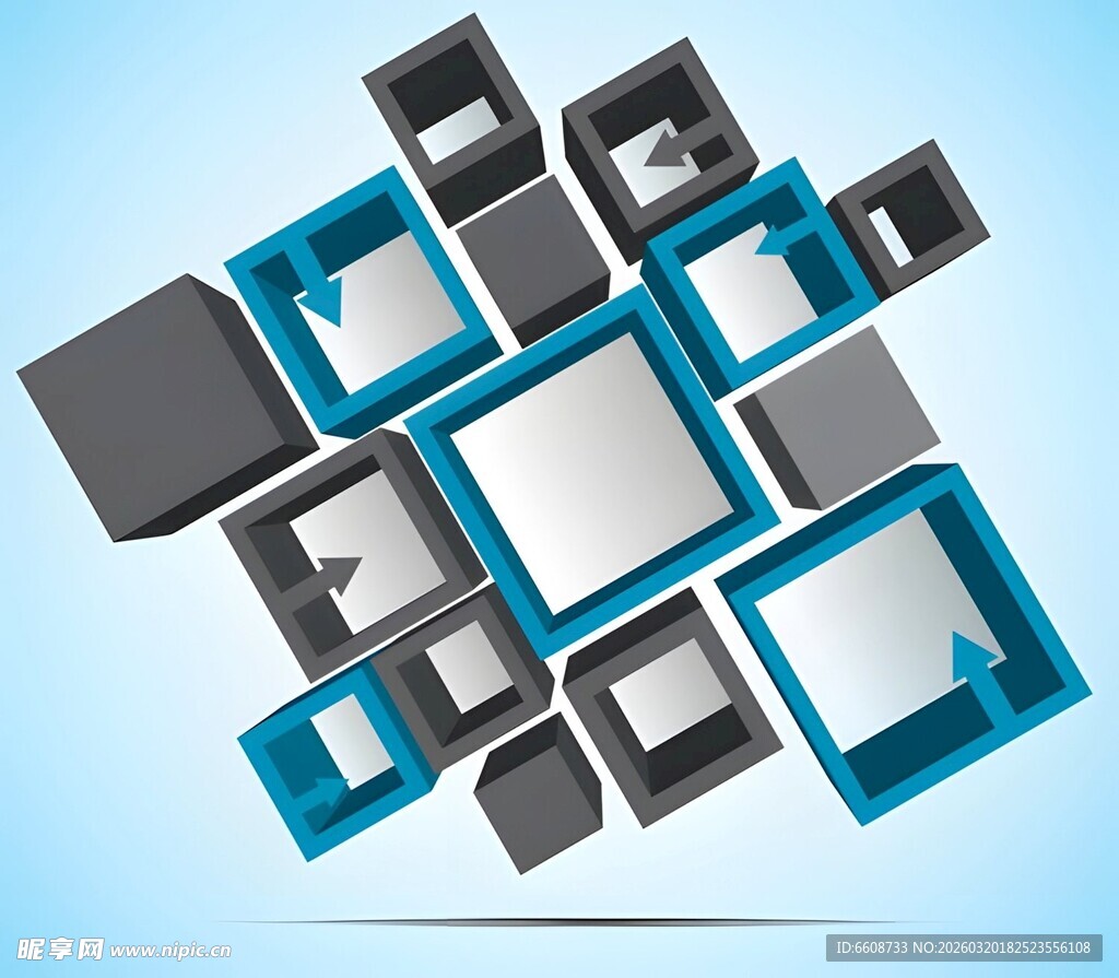 立体方块几何图形组合