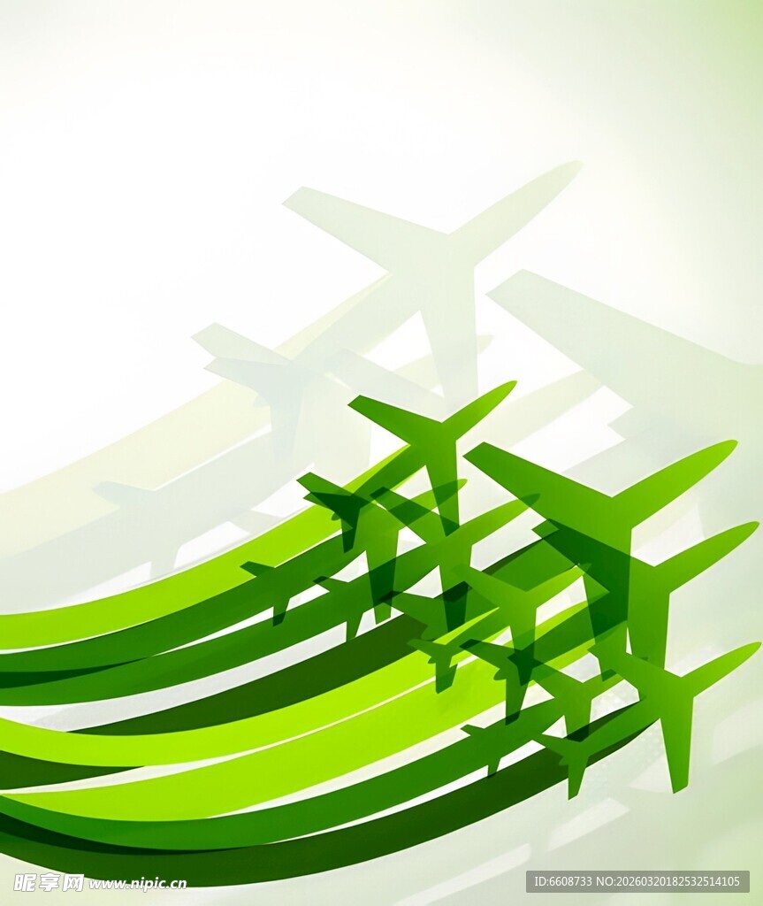 绿色线条中的飞机图案