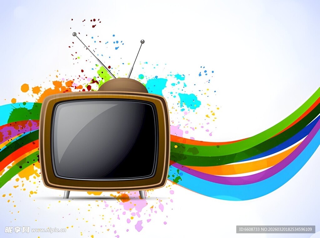 复古电视与缤纷色彩