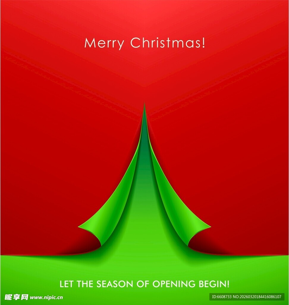红色背景的折纸圣诞树