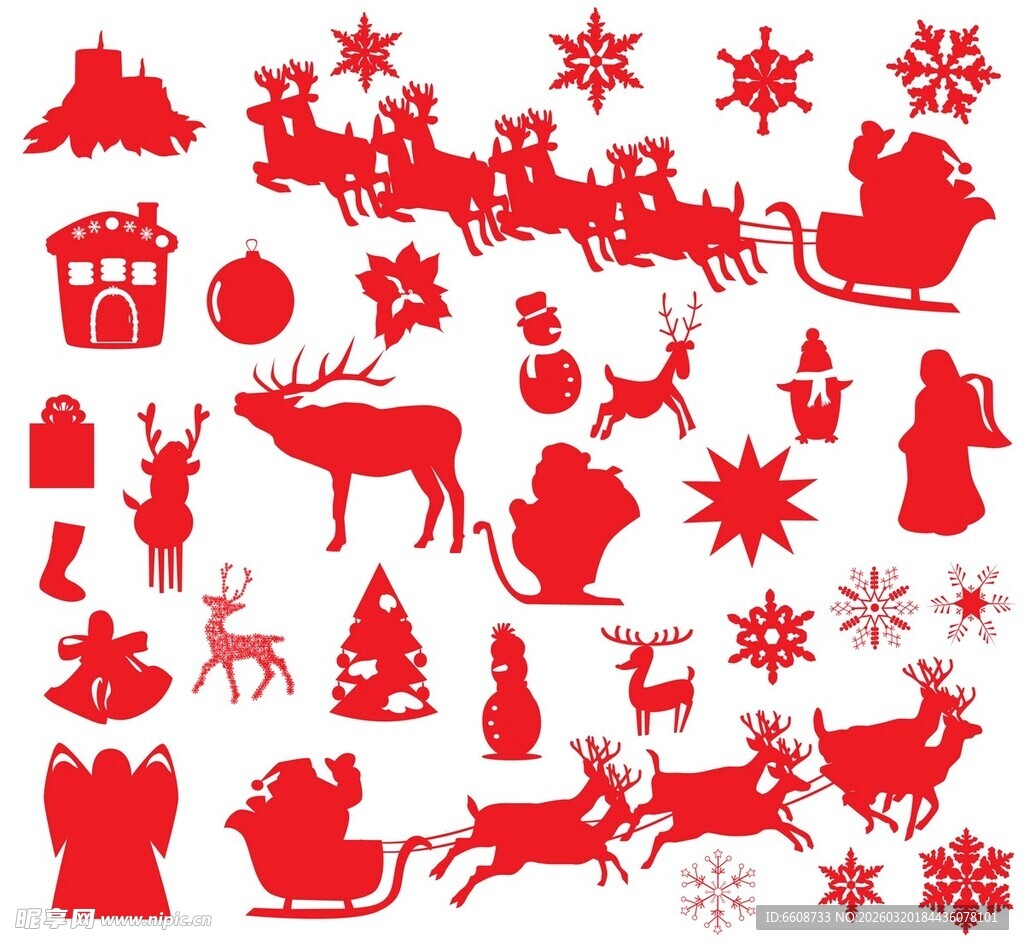 圣诞元素剪影集合