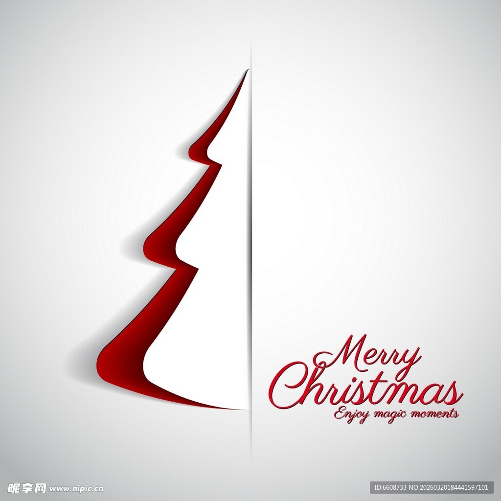 简约红色圣诞树圣诞祝福