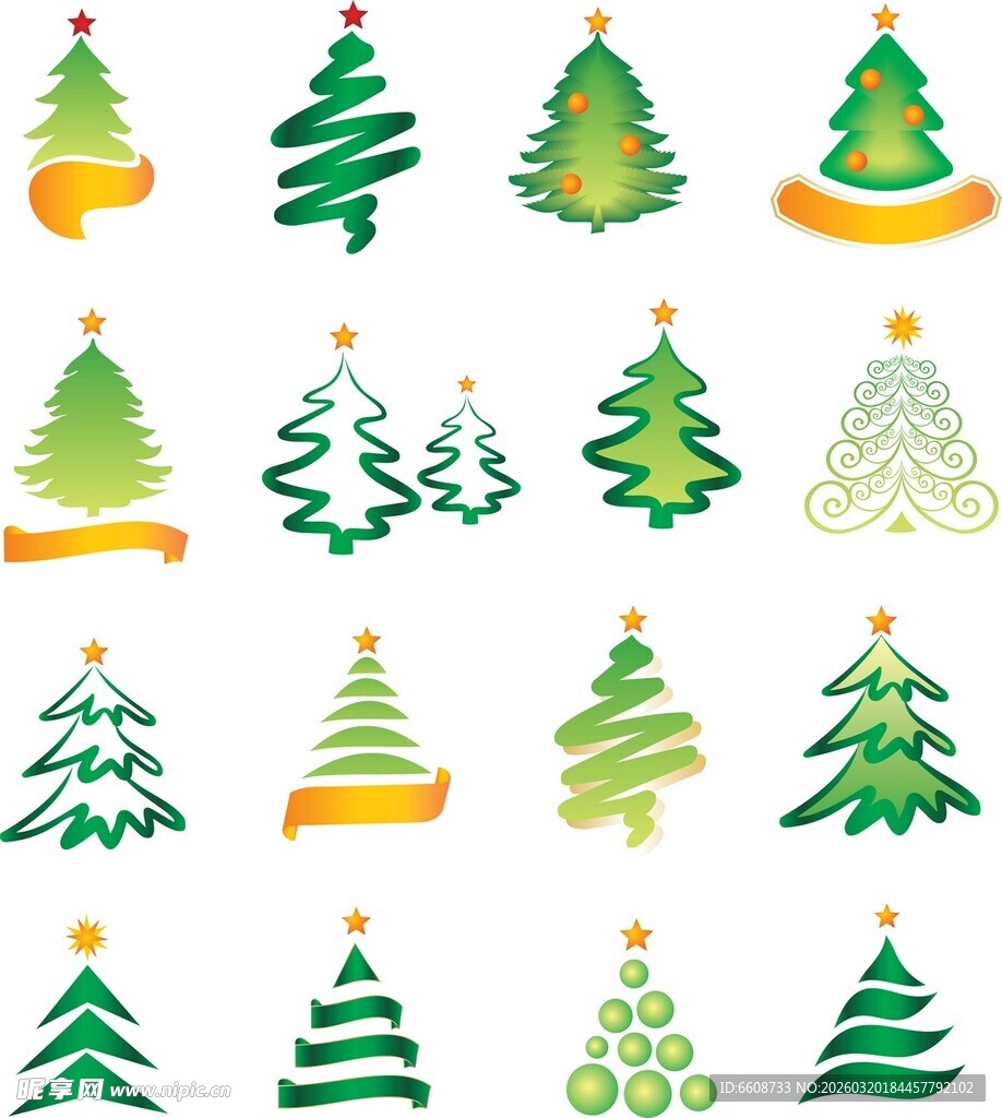 多样圣诞树形图案设计