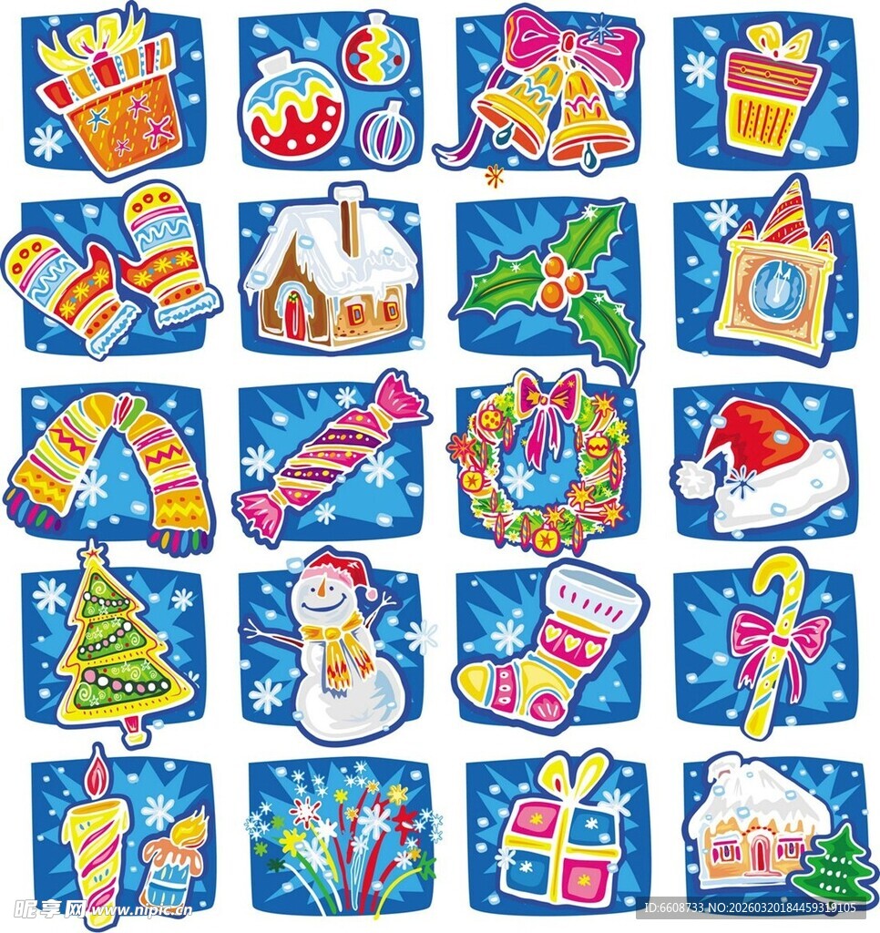 圣诞主题多彩图标集合