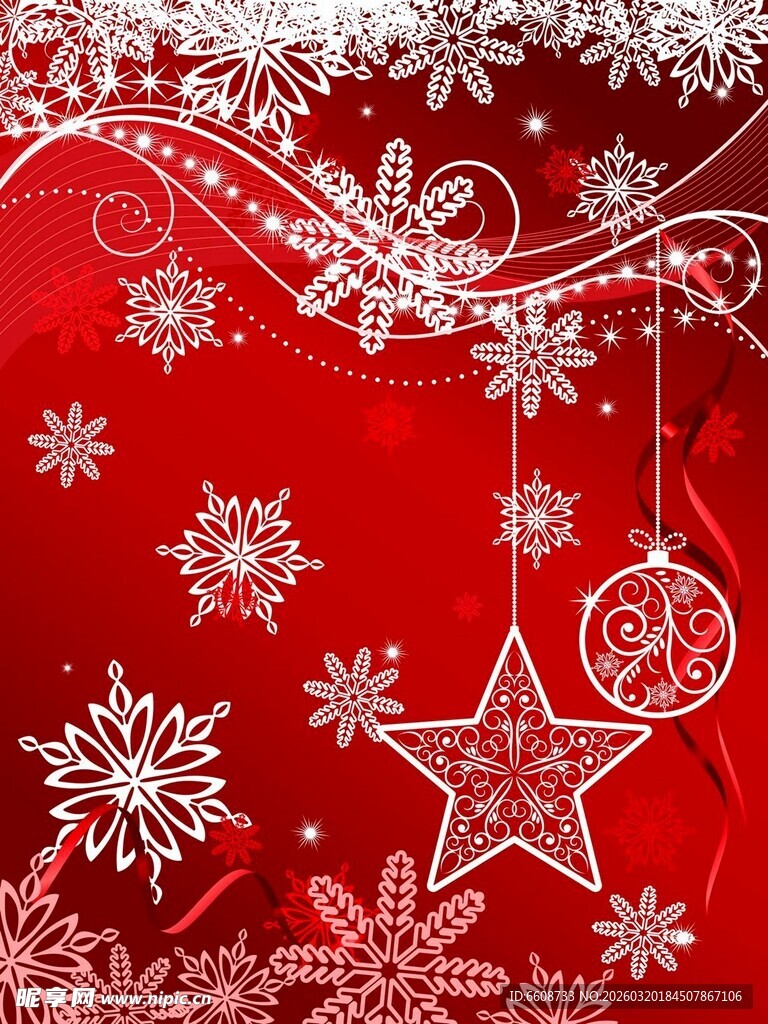 红色圣诞装饰背景图