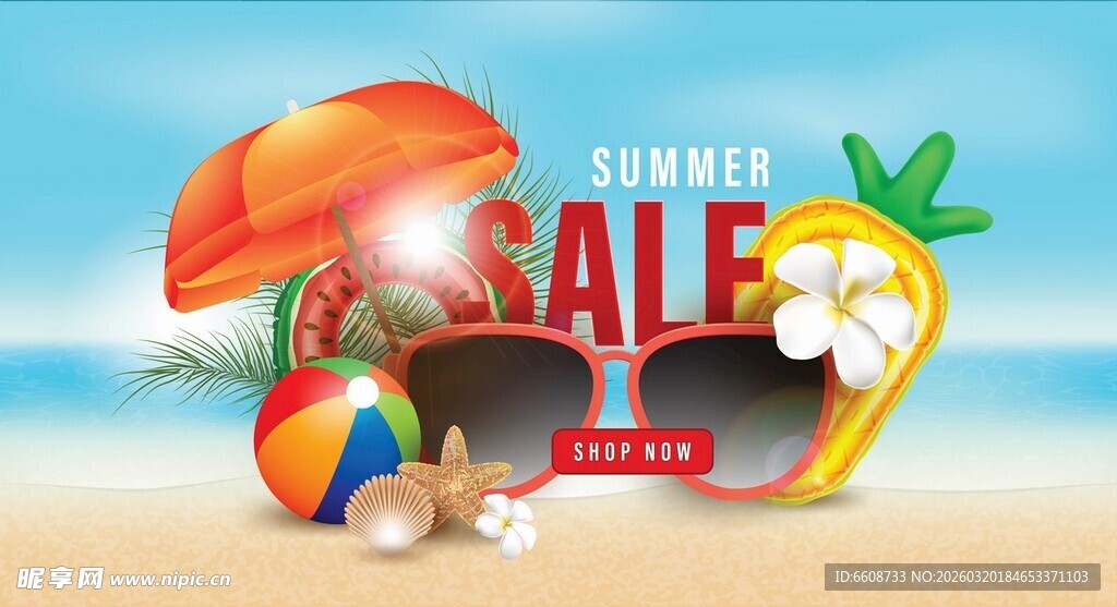 夏日促销海滩主题商品特惠