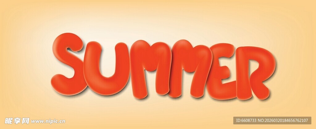 夏日主题红色立体字