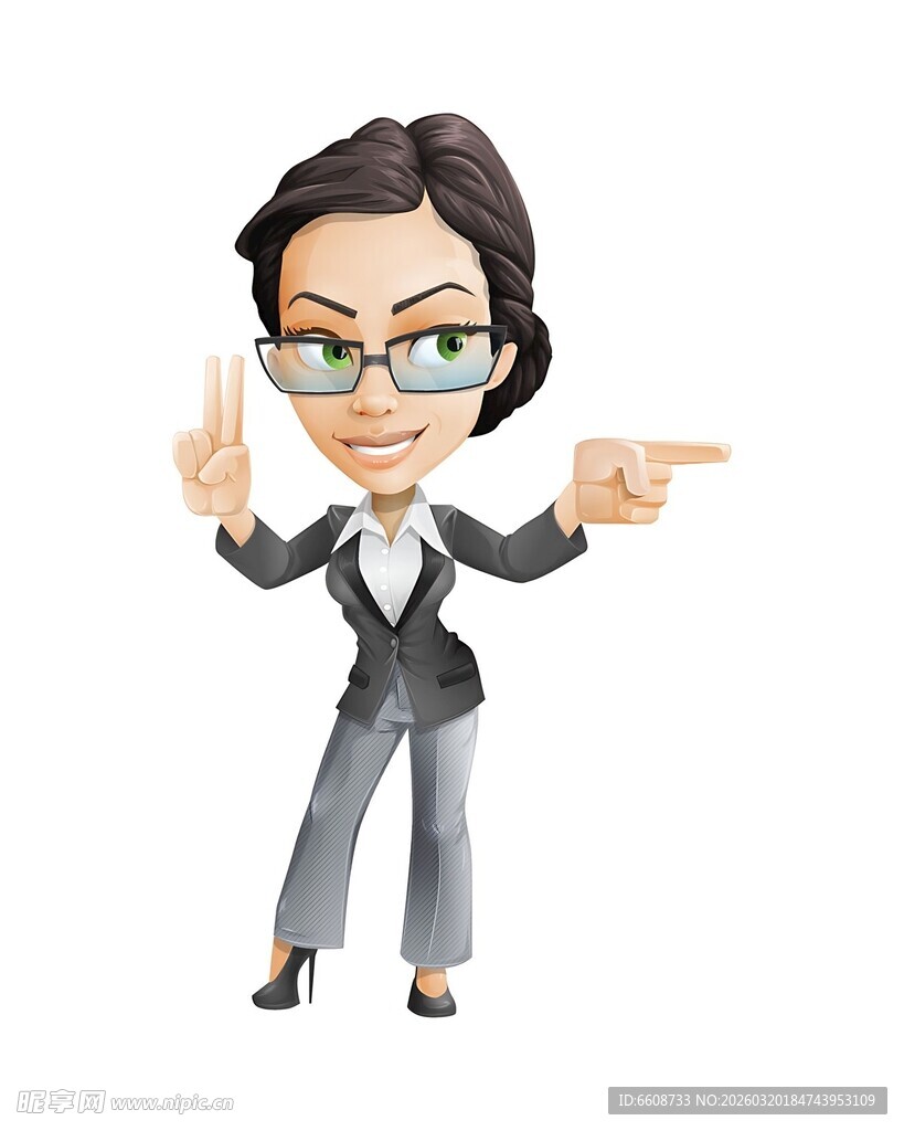 职业女性指示动作形象