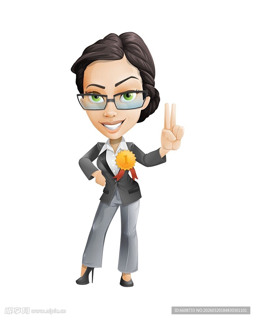 职业女性展示自信手势