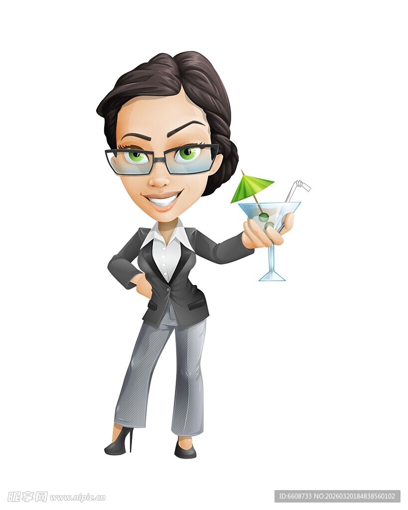 商务女士手持鸡尾酒