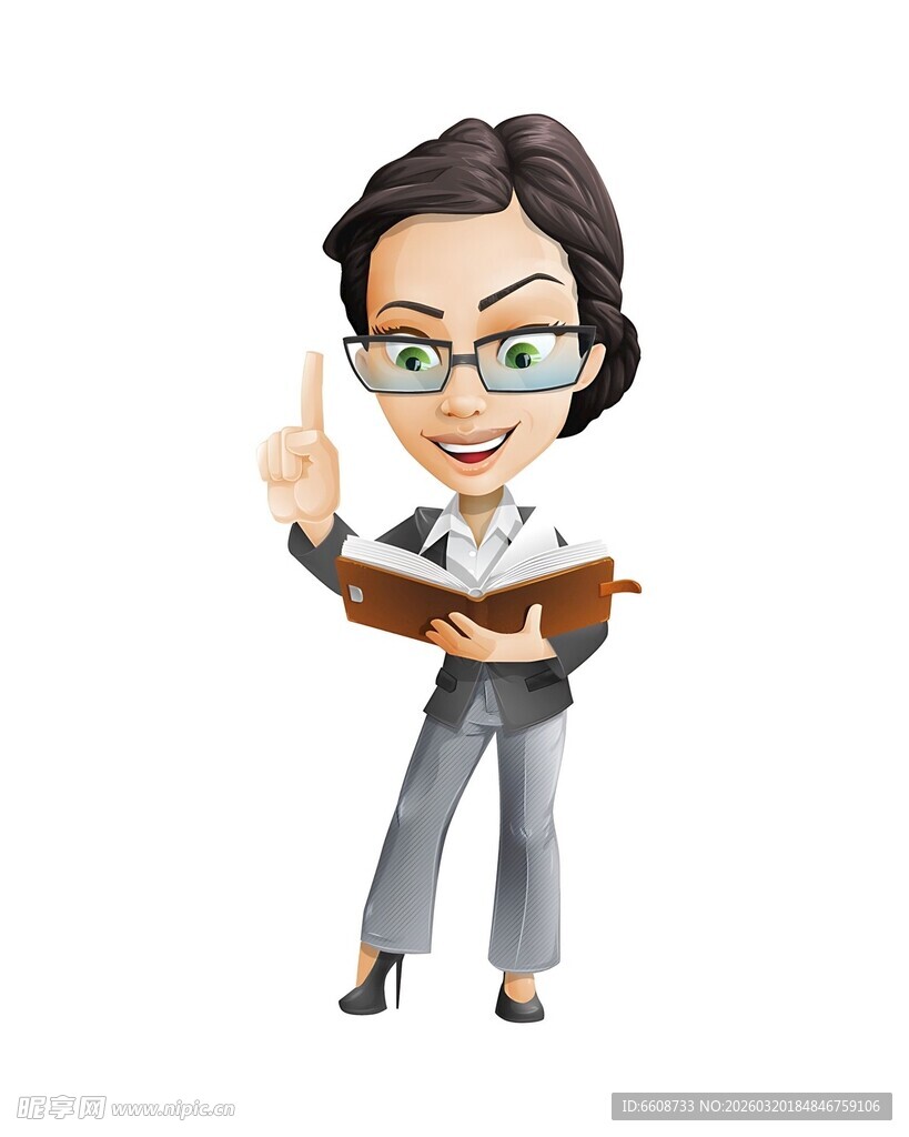 职业女性手持书本做讲解