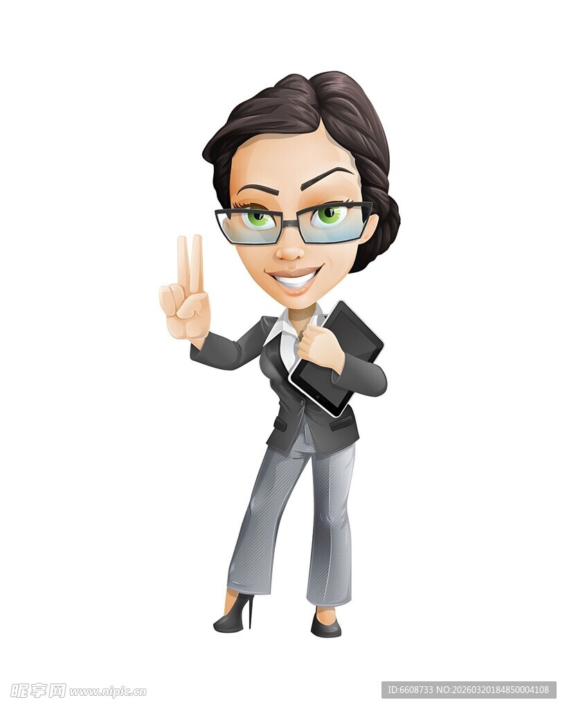 商务女性比耶俏皮瞬间