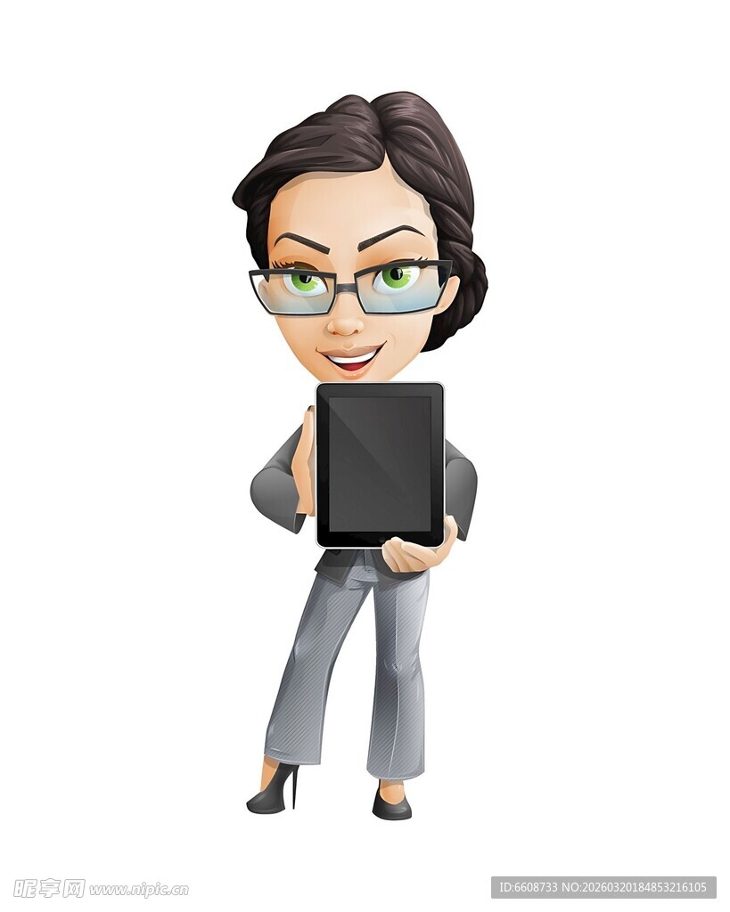 职业女性手持平板形象