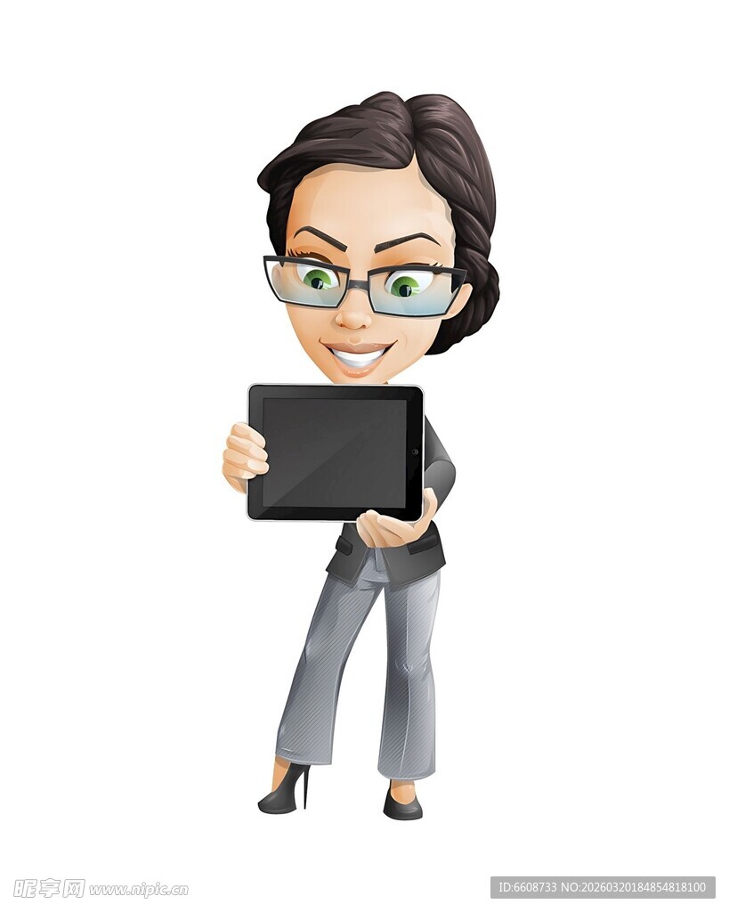 商务女士手持平板电脑