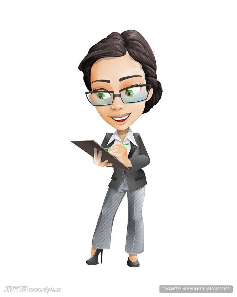 职业女性手持平板形象