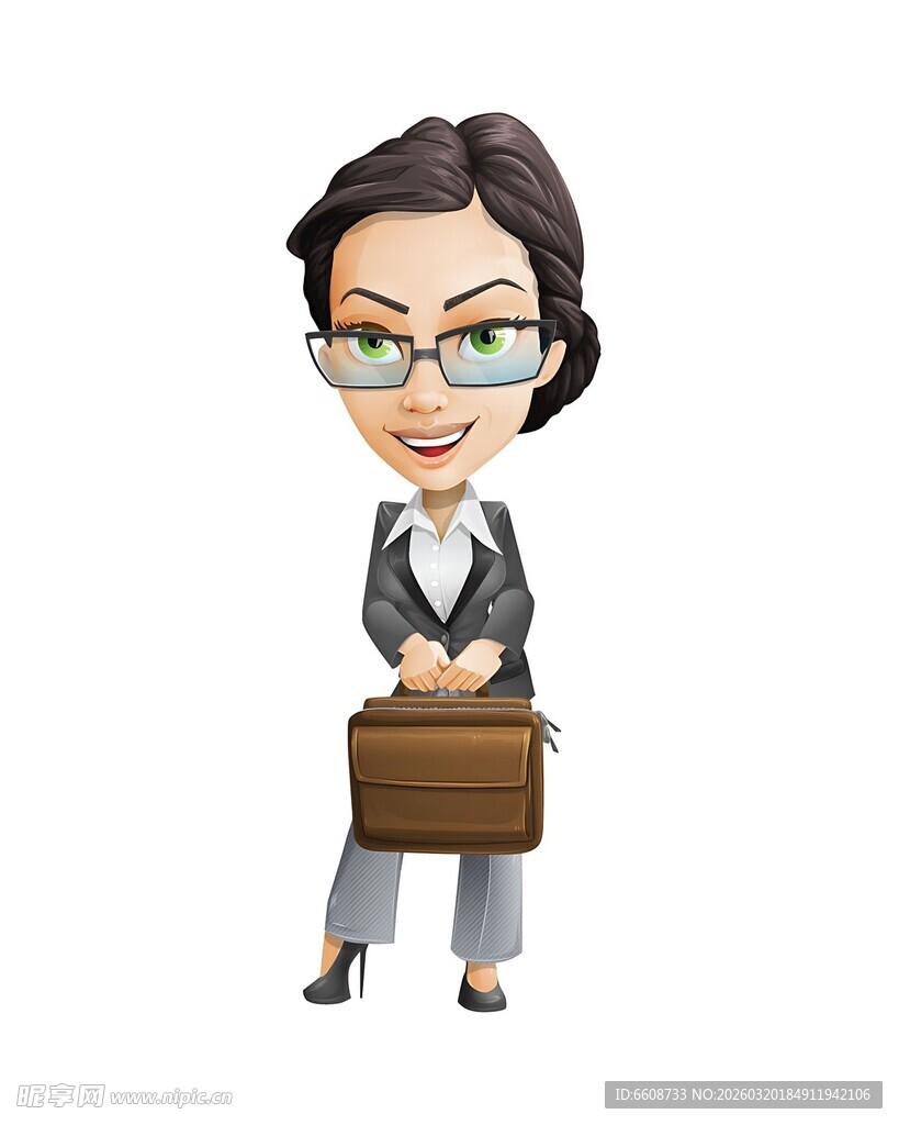 职业女性手持公文包形象
