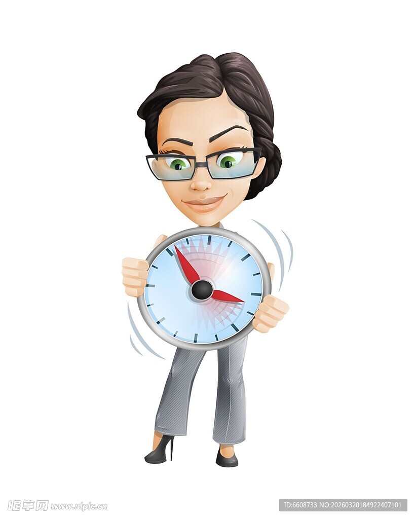 商务女士手持时钟
