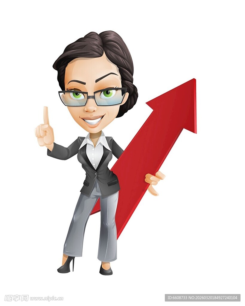 商务女士与向上箭头
