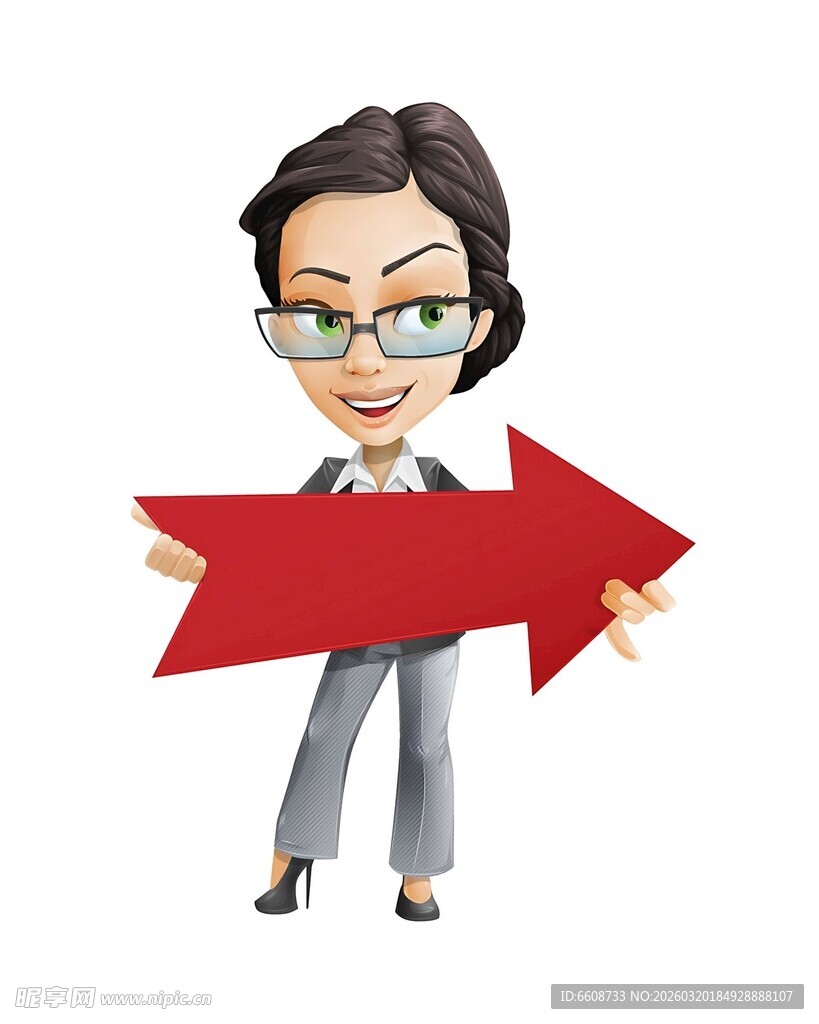持箭头商务女性形象