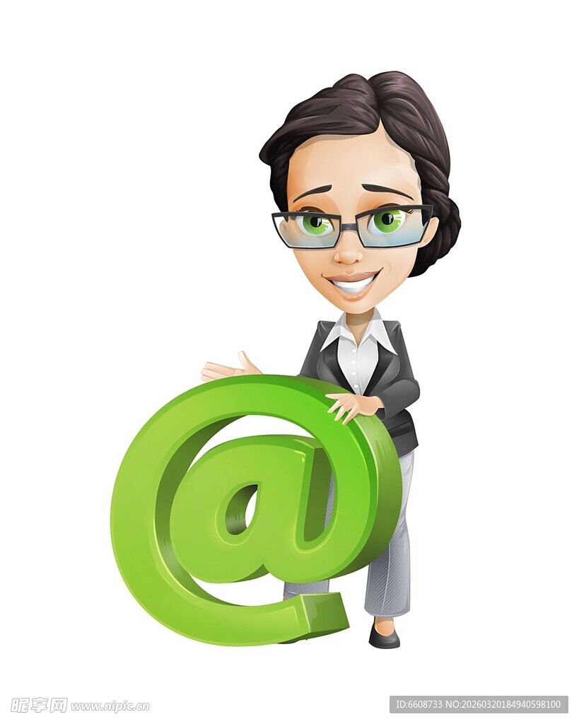 商务女性与电子邮件符号