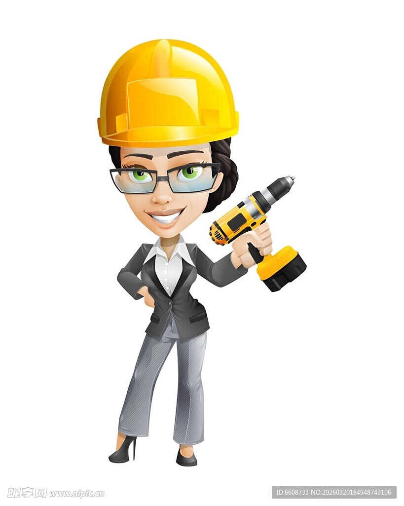 女工程师手持电钻搞维修