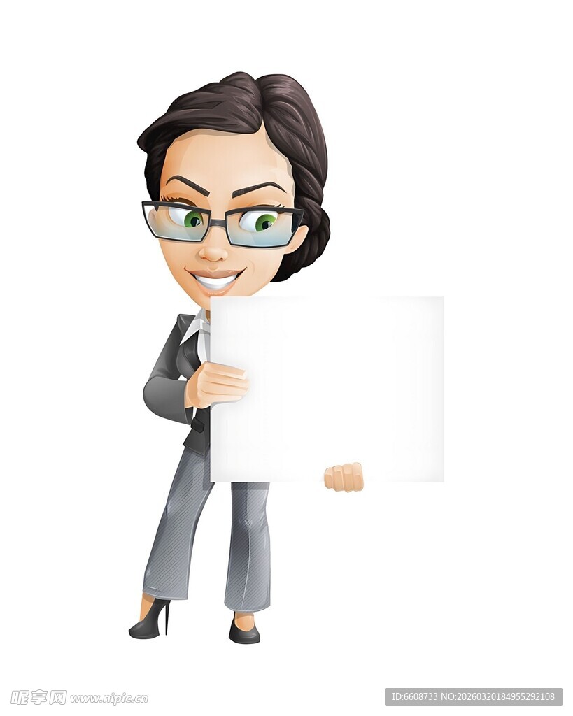 商务女性手持空白展示板