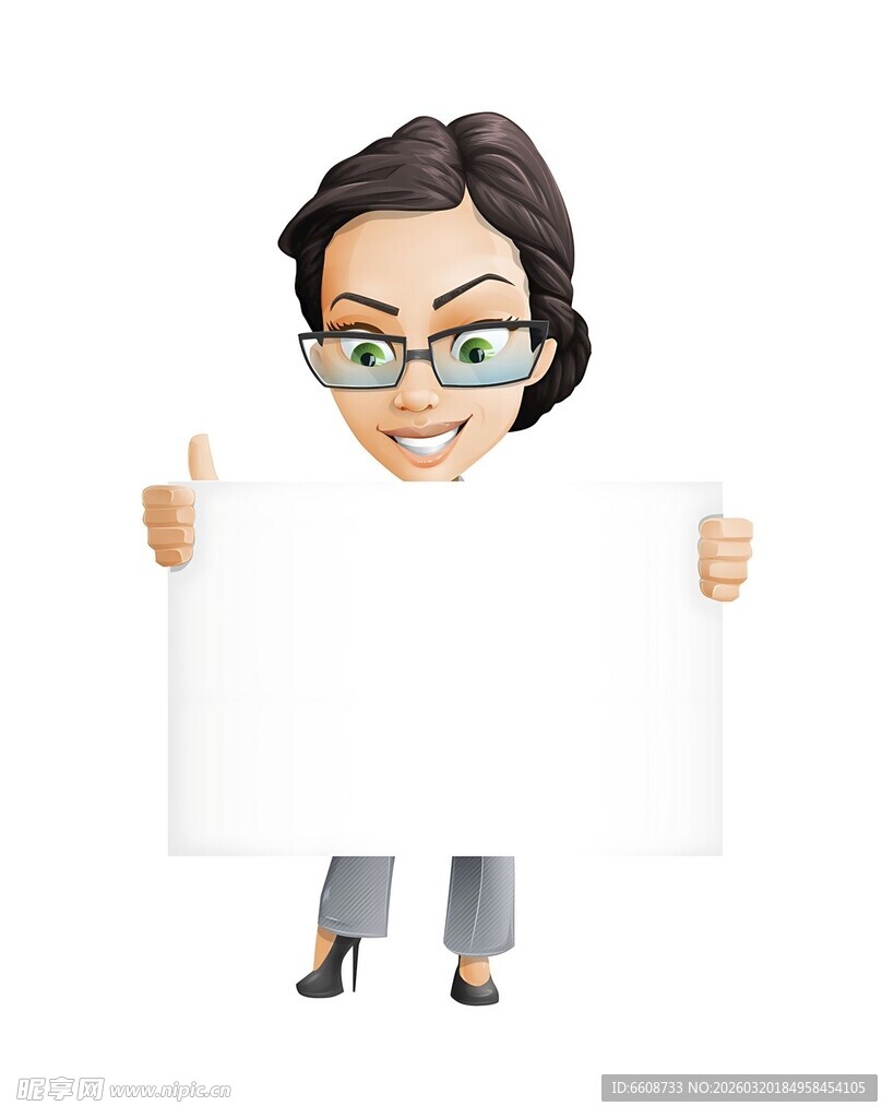 女士手持空白广告牌