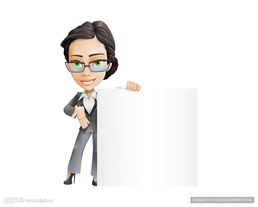 商务女性展示空白展板