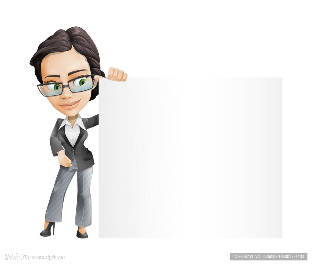 商务女士展示空白展板