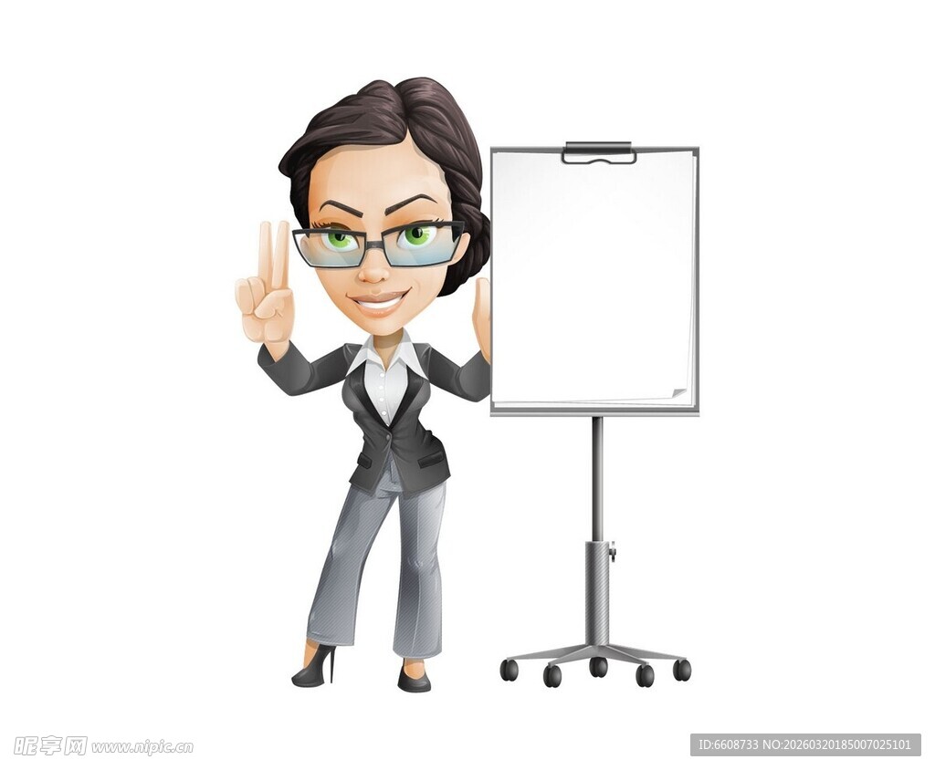 商务女士旁的空白展示板