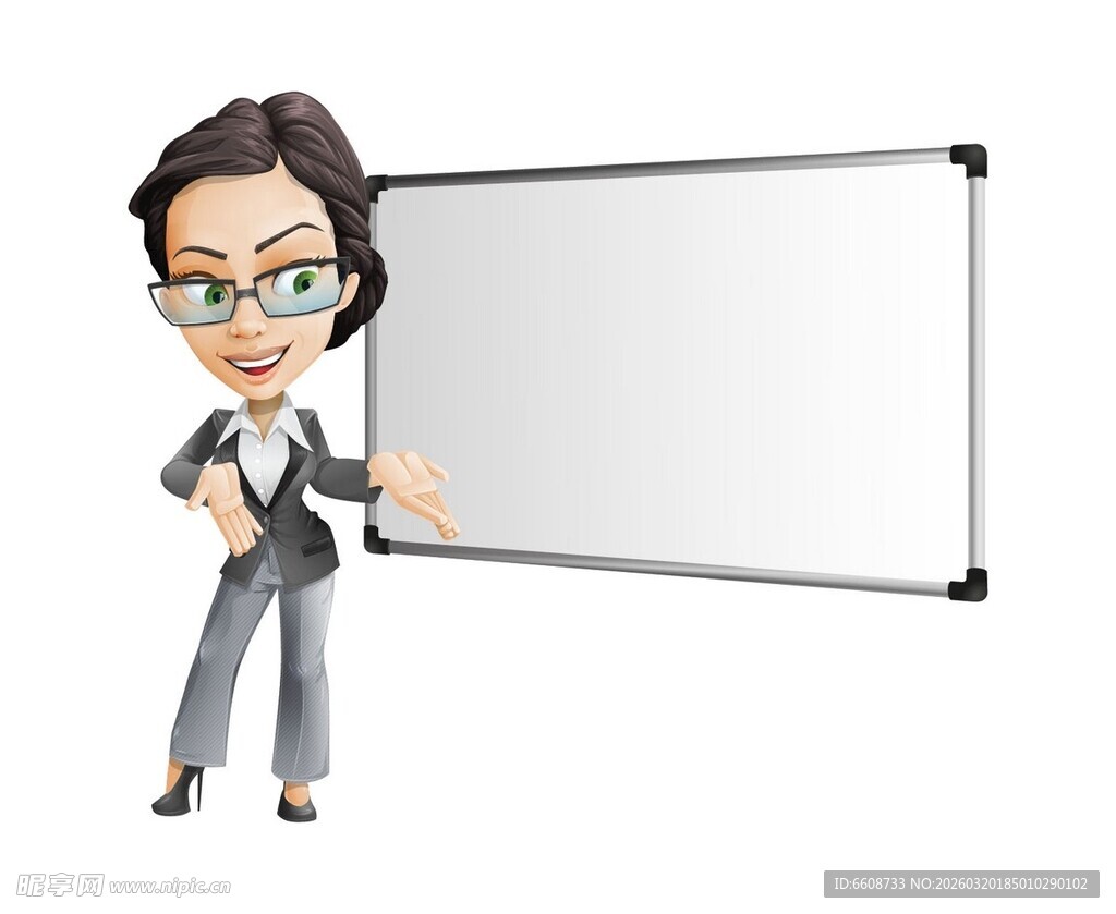 商务女士指向空白展示板