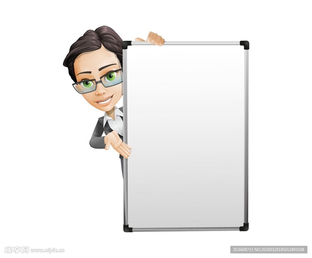 卡通人物展示空白白板