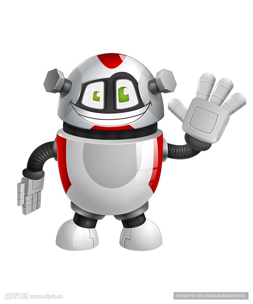 挥手的可爱卡通机器人