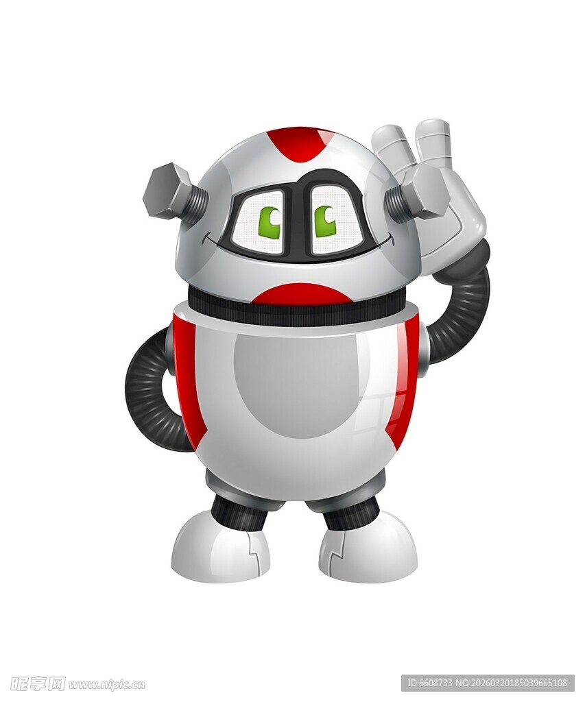 可爱机器人挥手示意