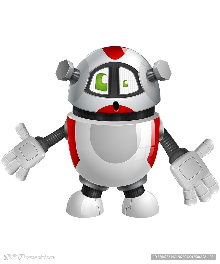 可爱卡通机器人张开双臂