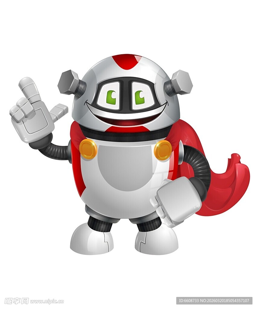 可爱机器人挥手示意
