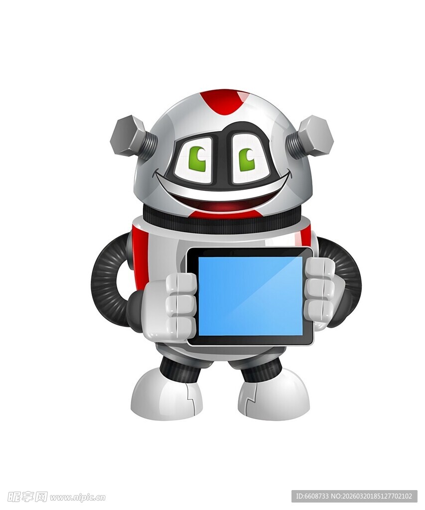 手持平板的可爱机器人