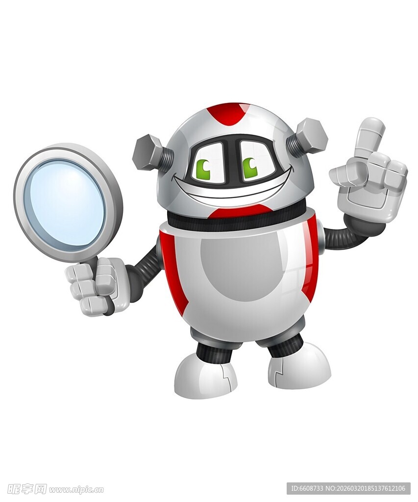 机器人手持放大镜做手势