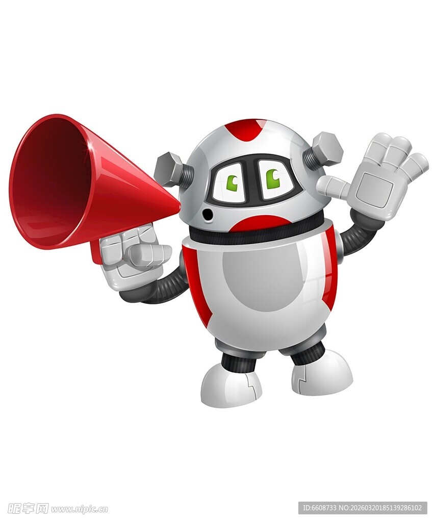 举喇叭的可爱卡通机器人