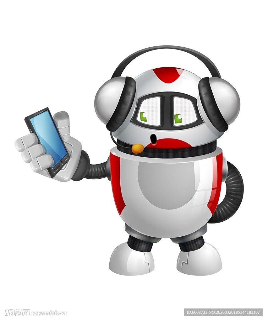 可爱机器人手持手机