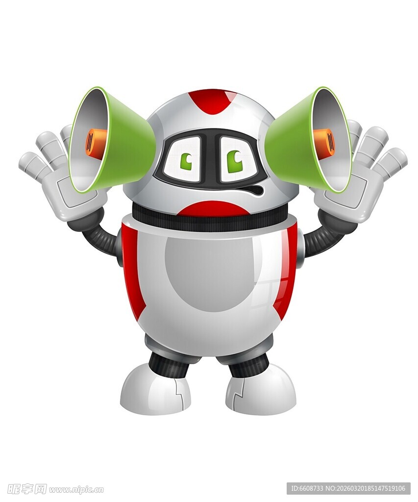 可爱卡通机器人张开双手