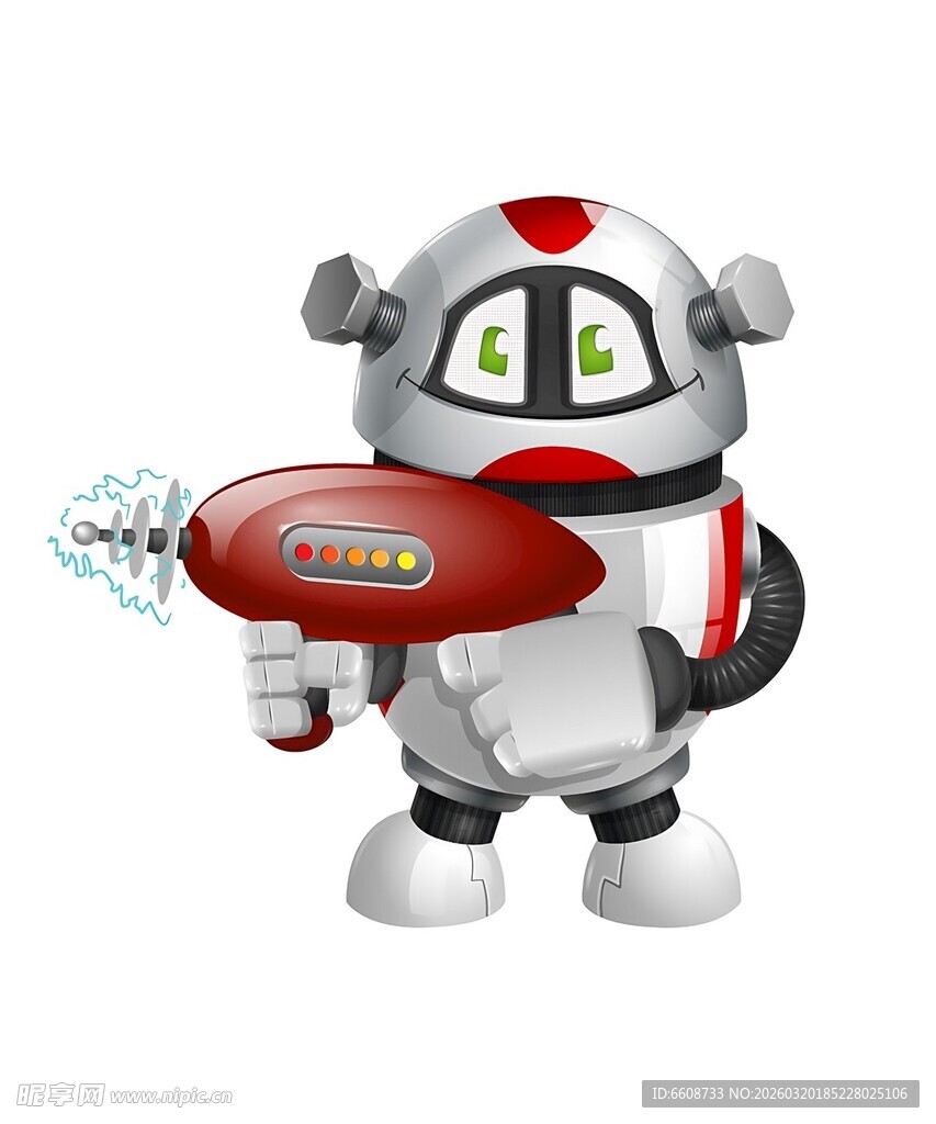 可爱机器人手持红色物件